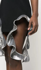 METALLIC-RUFFLE STRAPLESS MINIDRESS styleofcb 