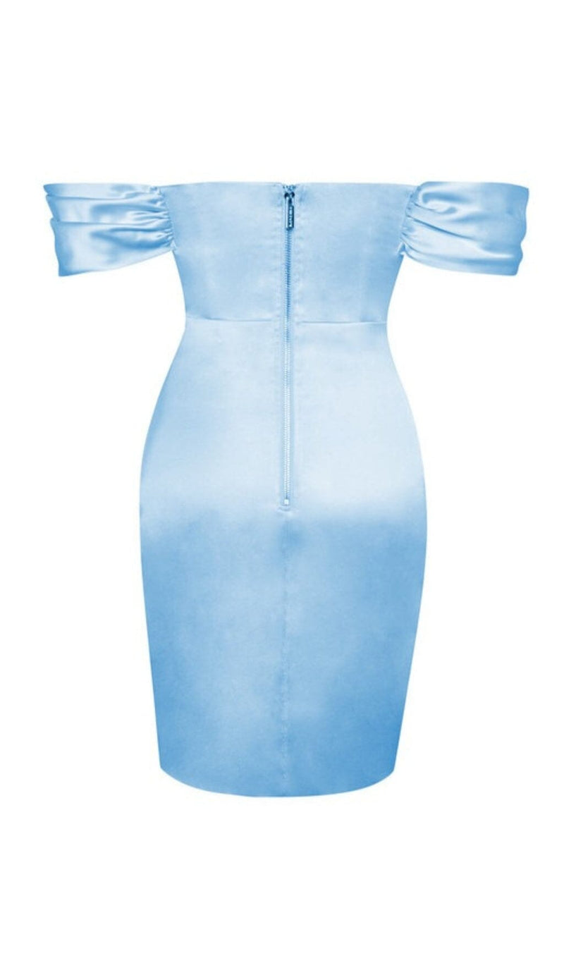 BABY BLUE OFF SHOULDER SATIN CORSET DRESS Dresses styleofcb 