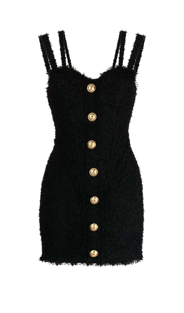 BUTTONED STRAP MINI DRESS IN BLACK styleofcb 