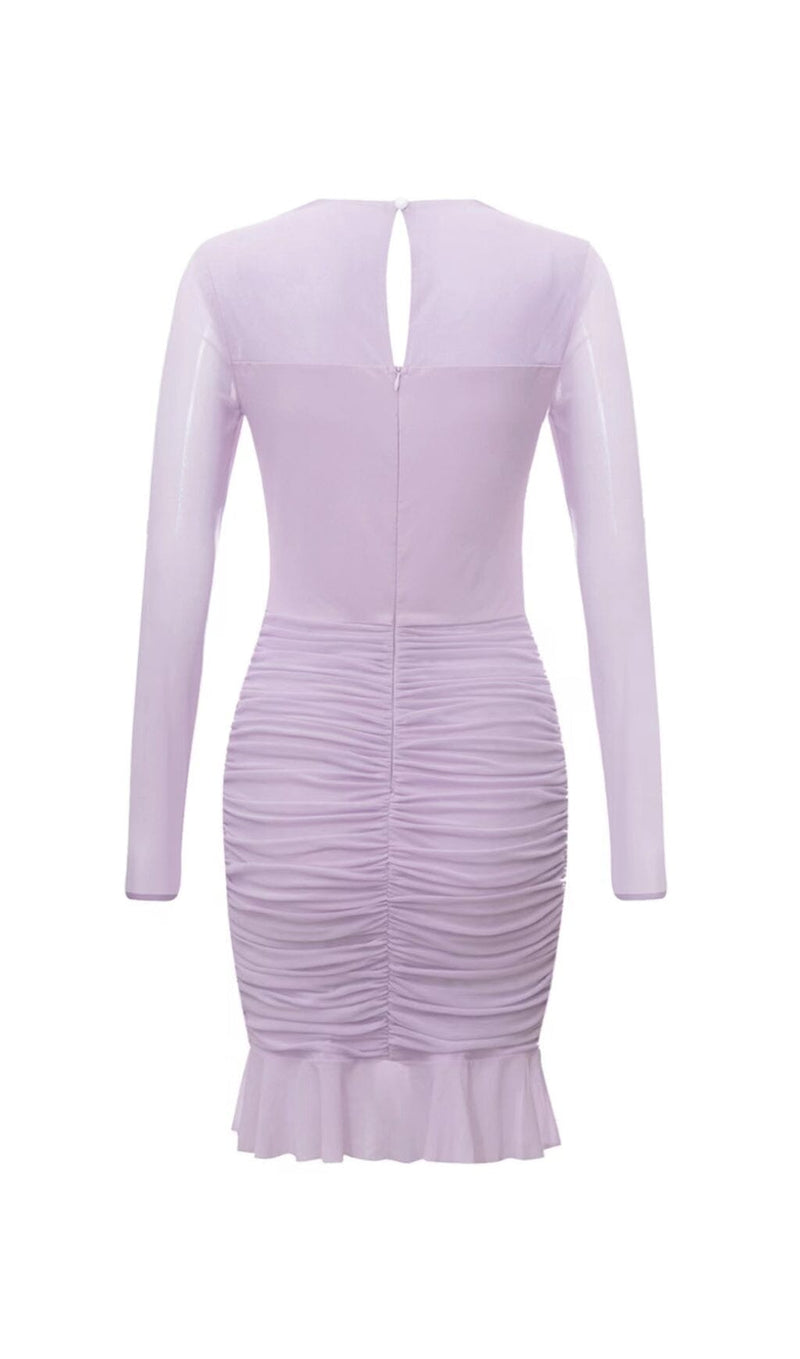 IRREGULAR CUT FISH BONE LOTUS LEAF FOLD DRESS IN MAUVE styleofcb 