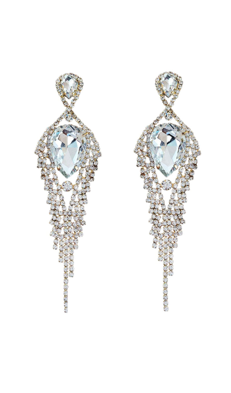 SILVER DIAMANTE TASSEL TEARDROP DROP EARRINGS JEWELLERY styleofcb 
