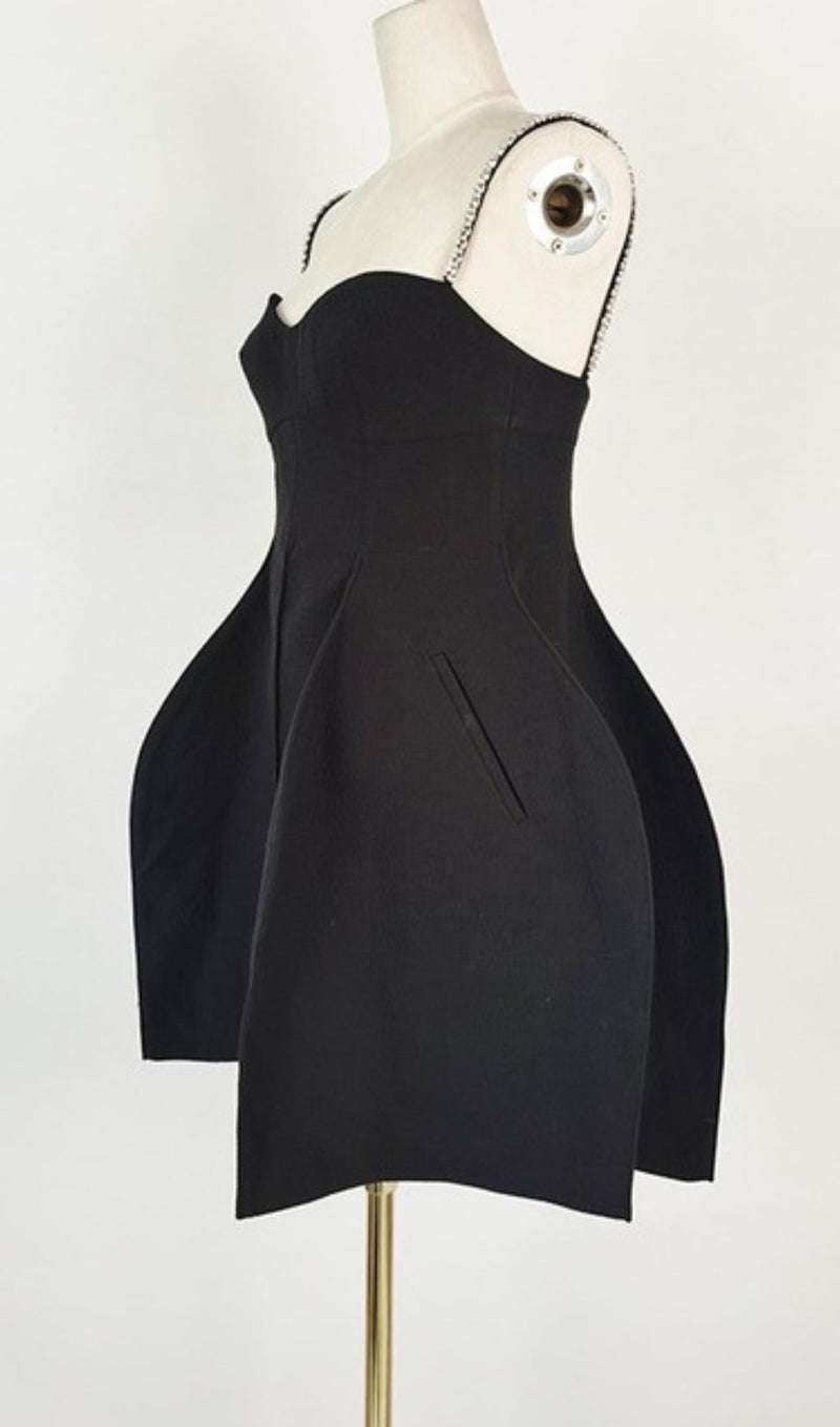 RHINESTONE PEPLUM MINI DRESS IN BLACK styleofcb 