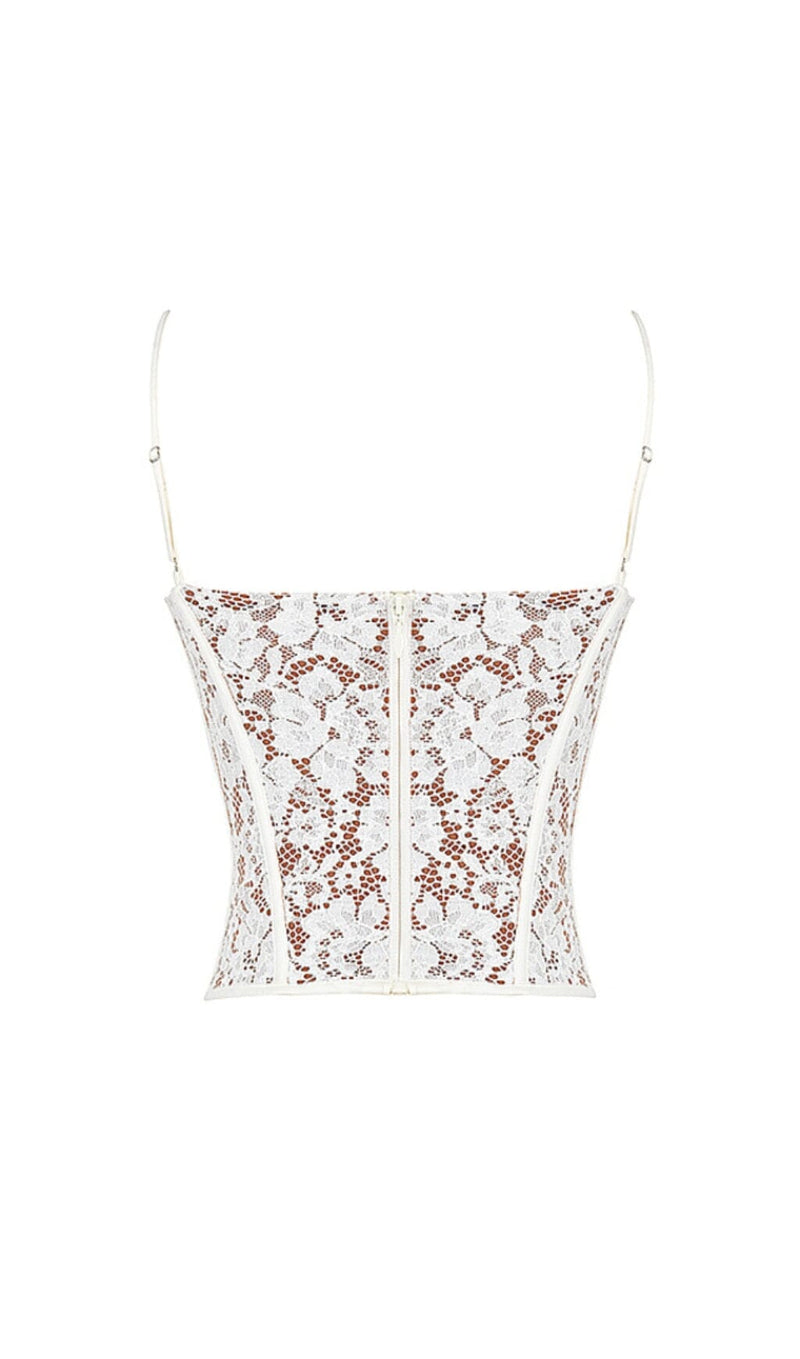 MILA IVORY LACE UNDERWIRED CORSET TOP Tops styleofcb 