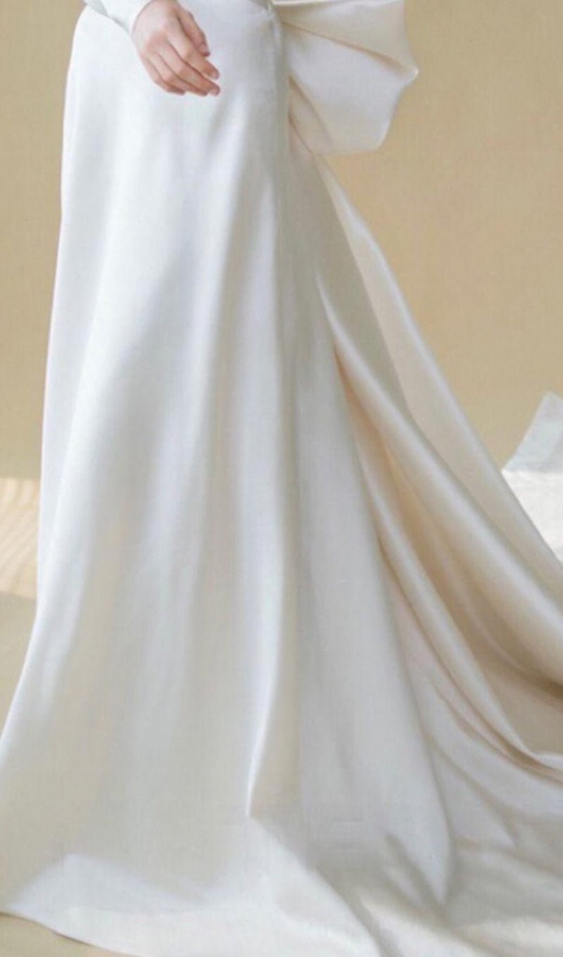 HALTER AND LARGE BOW SHOULER DRESS IN WHITE styleofcb 