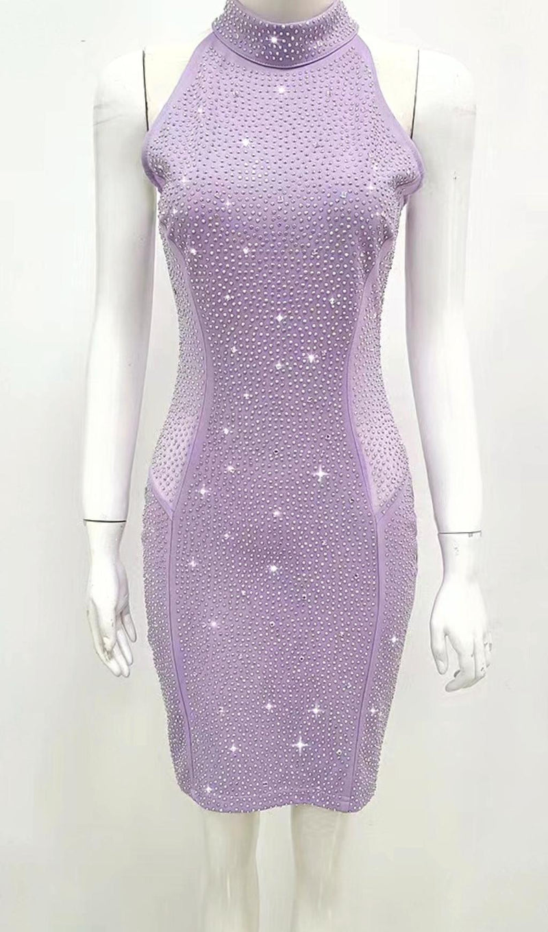 HALTER BODYCON MINI DRESS IN PURPLE Dresses styleofcb 