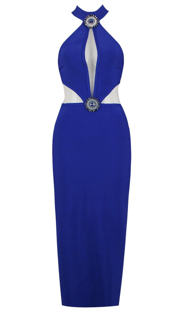 CUTOUT HALTER DRESS IN BLUE Dresses styleofcb 