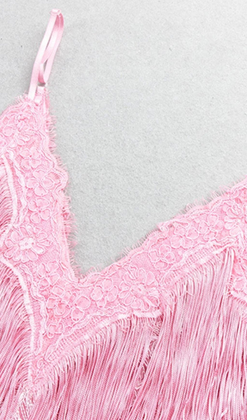 TASSEL LACE MINI DRESS IN PINK Dresses styleofcb 