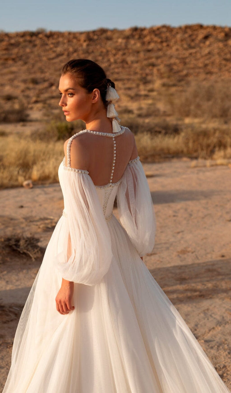 PUFFY SLEEVES WEDDING GOWN IN WHITE MAXI BANDAGE DRESSES & GOWNS styleofcb 