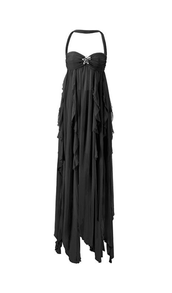 LACE IRREGULAR MIDI DRESS IN BLACK DRESS styleofcb 