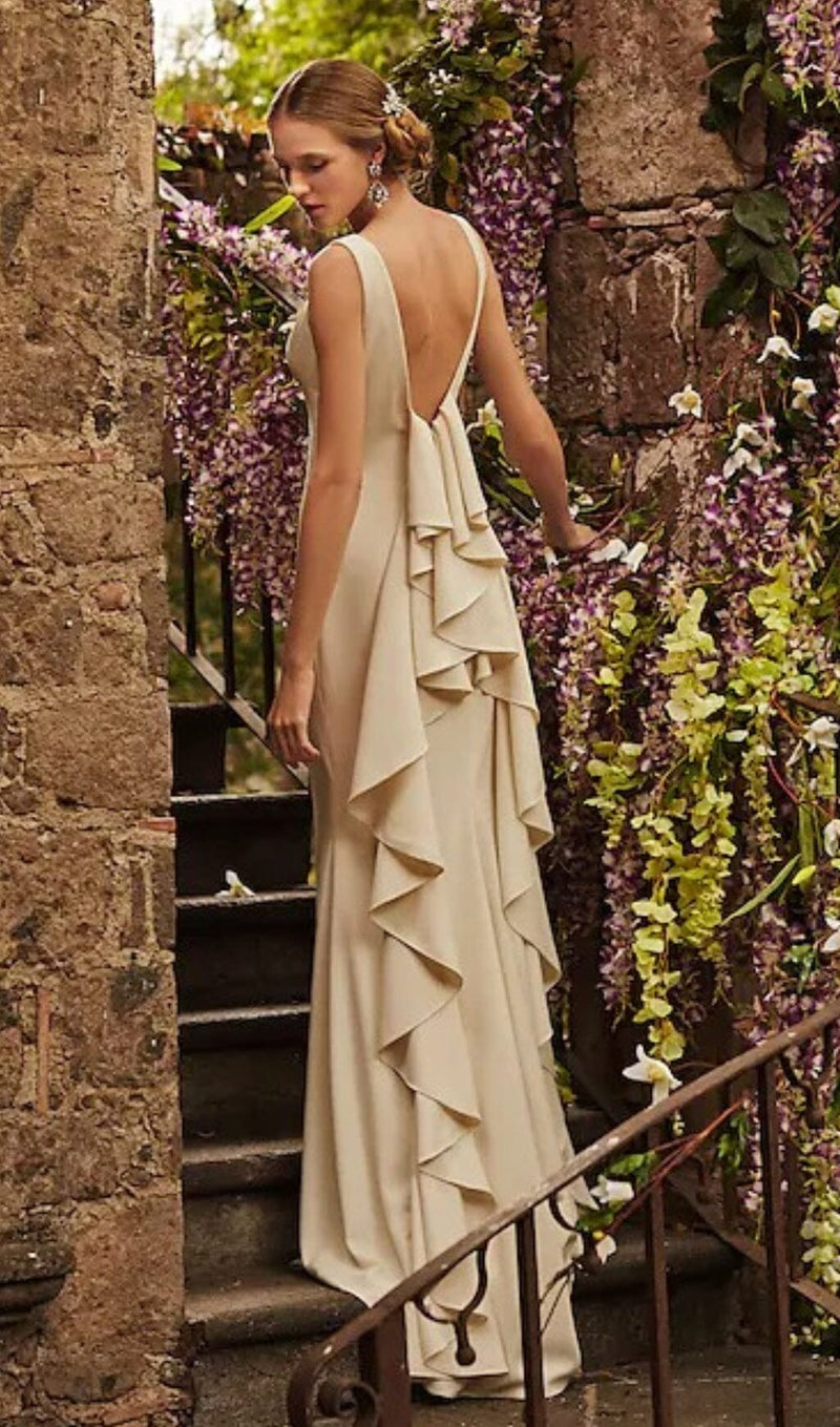 LAMINATED RUFFLE SLEEVELESS DRESS IN WHITE styleofcb 