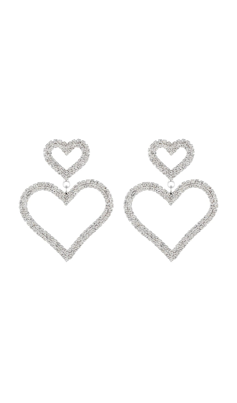 GOLD DIAMANTE HEART SHAPE DROP EARRINGS JEWELLERY styleofcb 