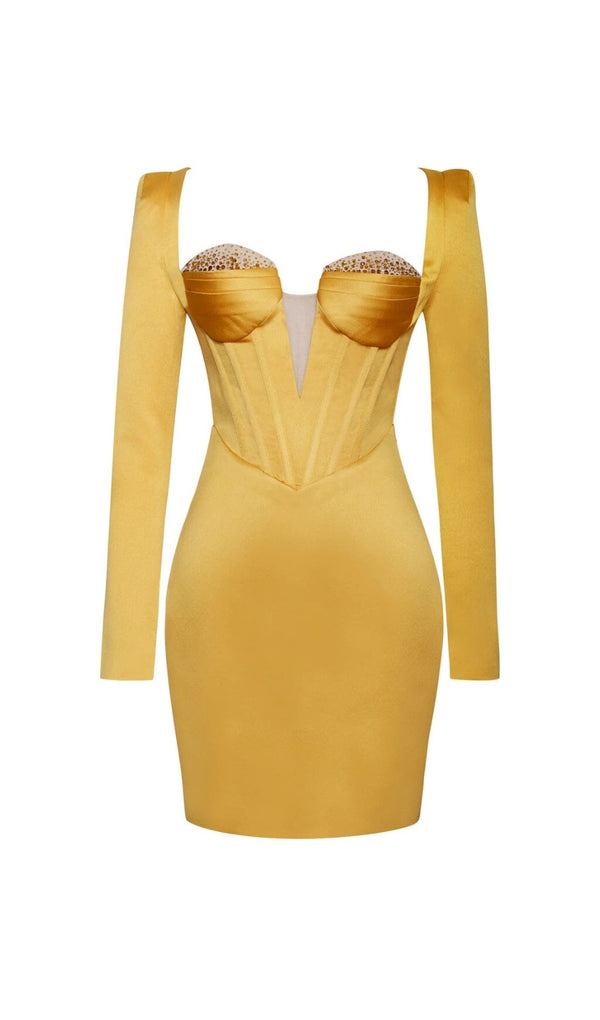 Camila Gold Satin Corset Dress with Crystals Dresses styleofcb 