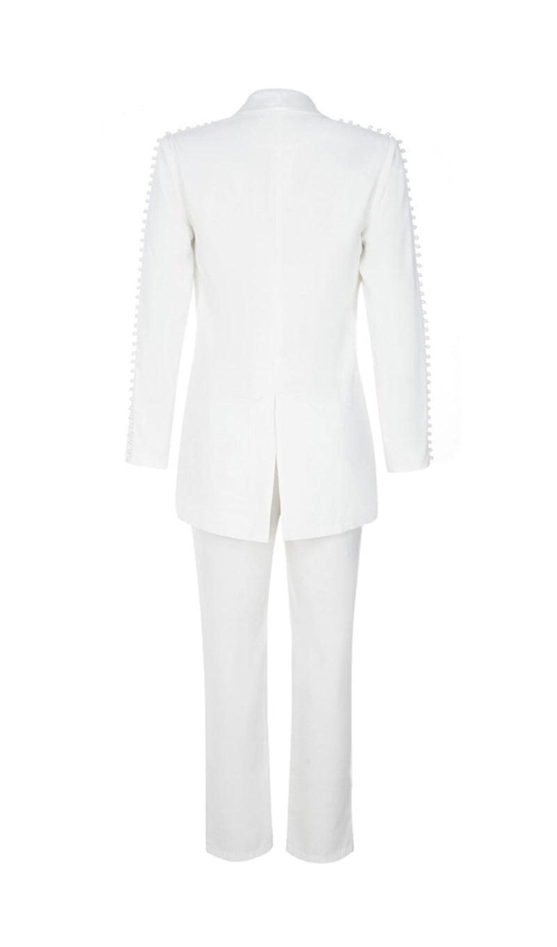 PEARL-DECORATED SUIT IN WHITE styleofcb 