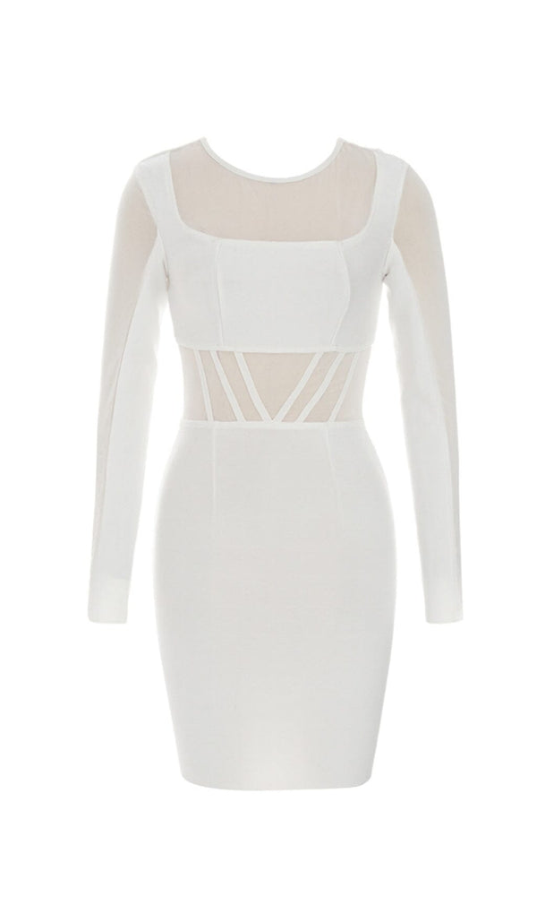 MESH STITCHED SKINNY MINI DRESS IN WHITE styleofcb 