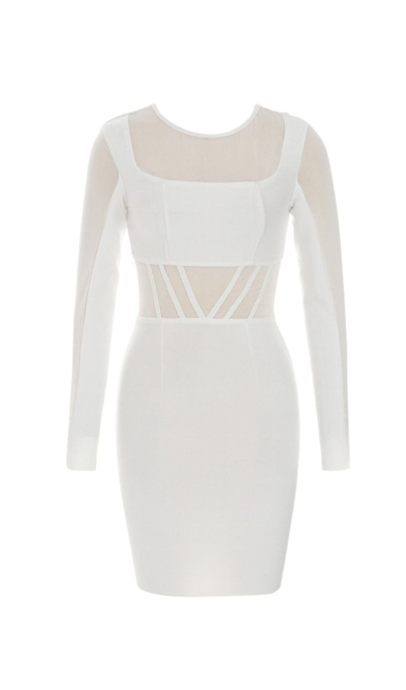 MESH STITCHED SKINNY MINI DRESS IN WHITE styleofcb 
