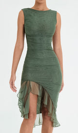 RECHED IRREGULAR COREST DRESS IN GREEN DRESS styleofcb 