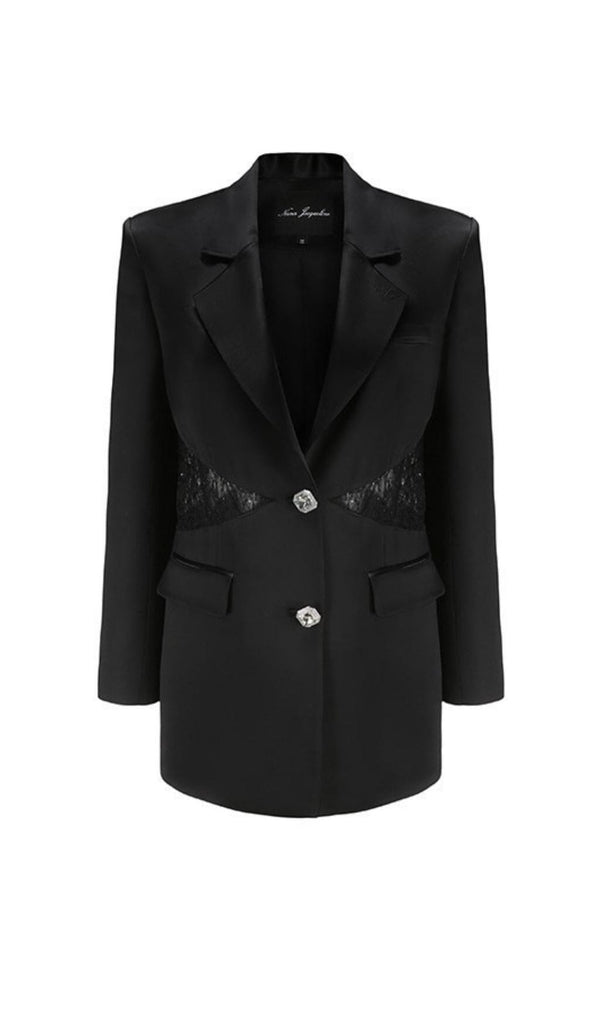 LONG SLEEVES LACE BLAZER Jackets styleofcb BLACK S 