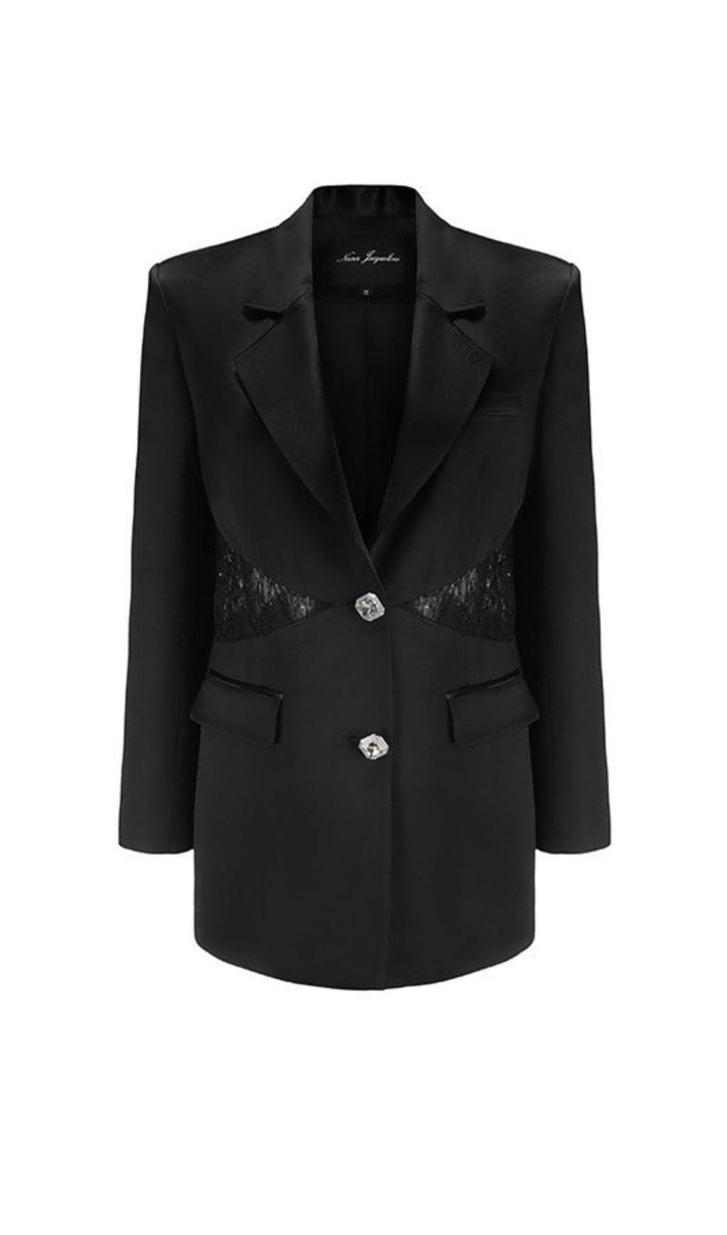 LONG SLEEVES LACE BLAZER Jackets styleofcb BLACK S 