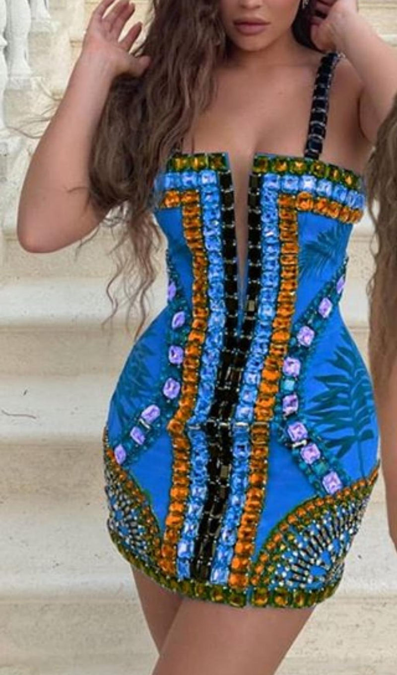 EMBELLISHMENT BANDAGE DRESS IN ORANGE Dresses styleofcb XS BLUE 
