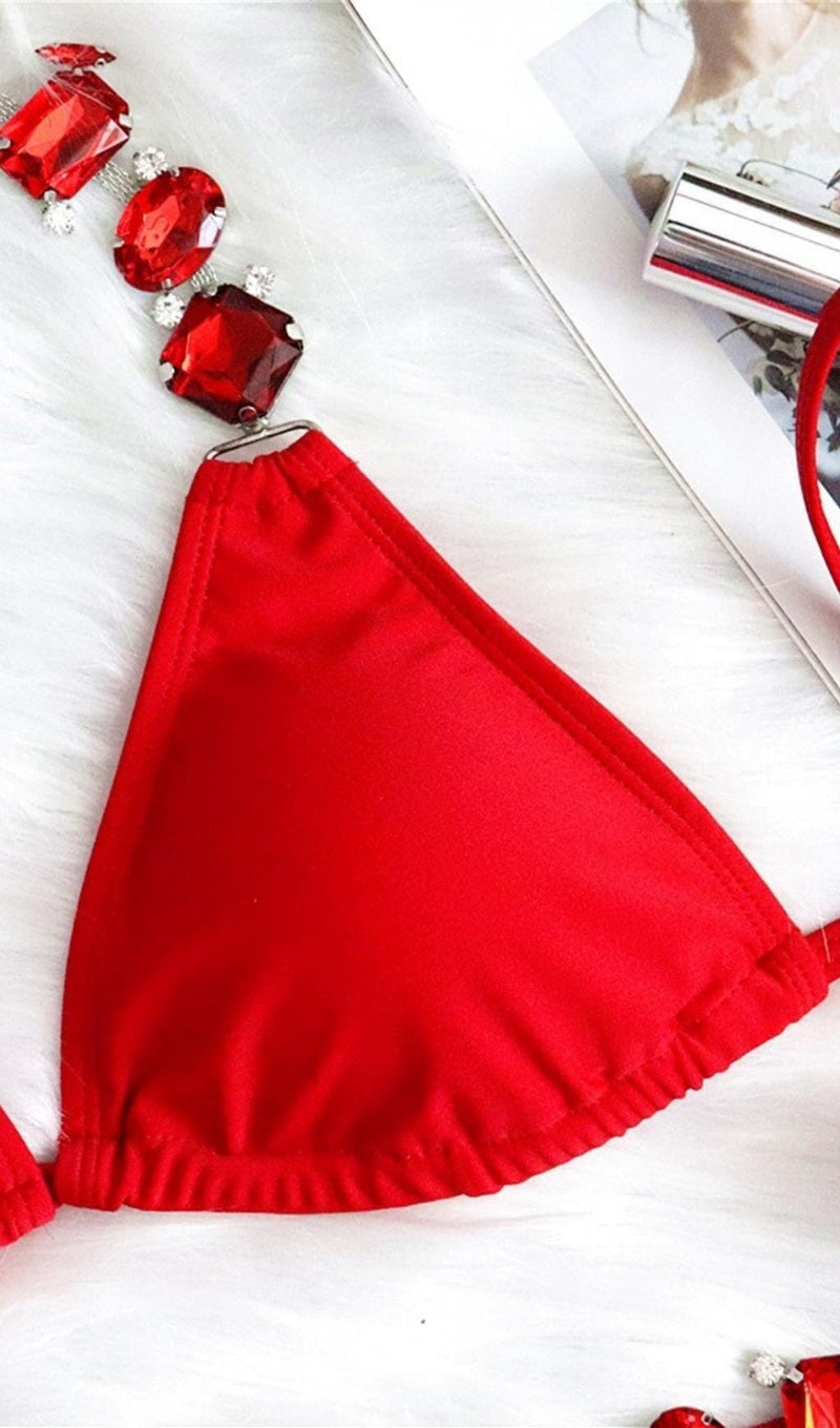 RED DIAMOND LACE UP BIKINI Swimwear Oh CICI 