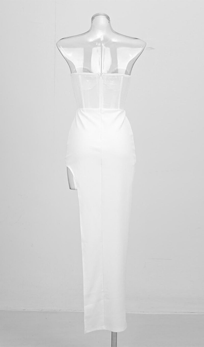 STRAPLESS GAUZE MAXI DRESS IN WHITE Dresses styleofcb 