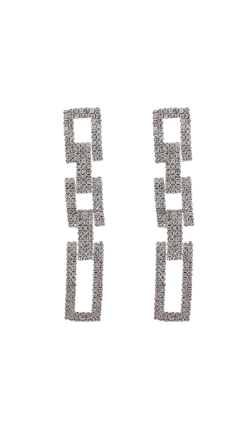 SILVER DIAMANTE CHAIN DROP EARRINGS JEWELLERY styleofcb 