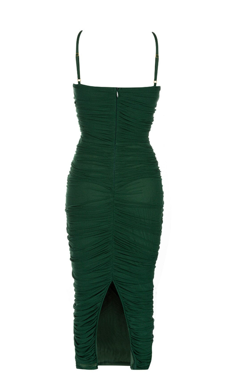 RUCHED MIDI DRESS IN GREEN styleofcb 