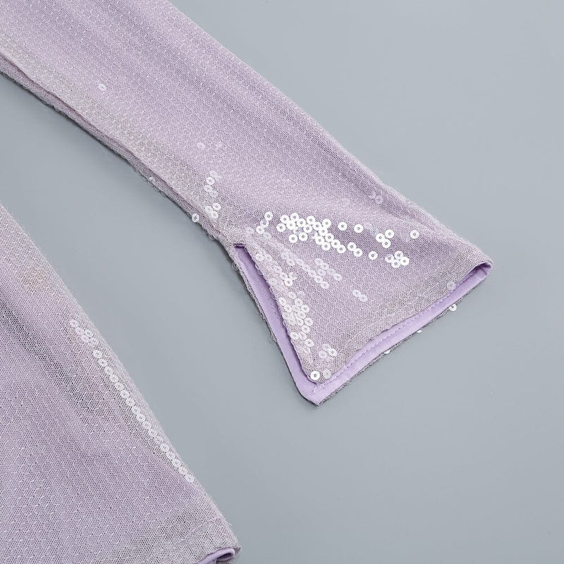 LONG SLEEVE SEQUIN MINI DRESS IN ICE LAVENDER DRESS STYLE OF CB 