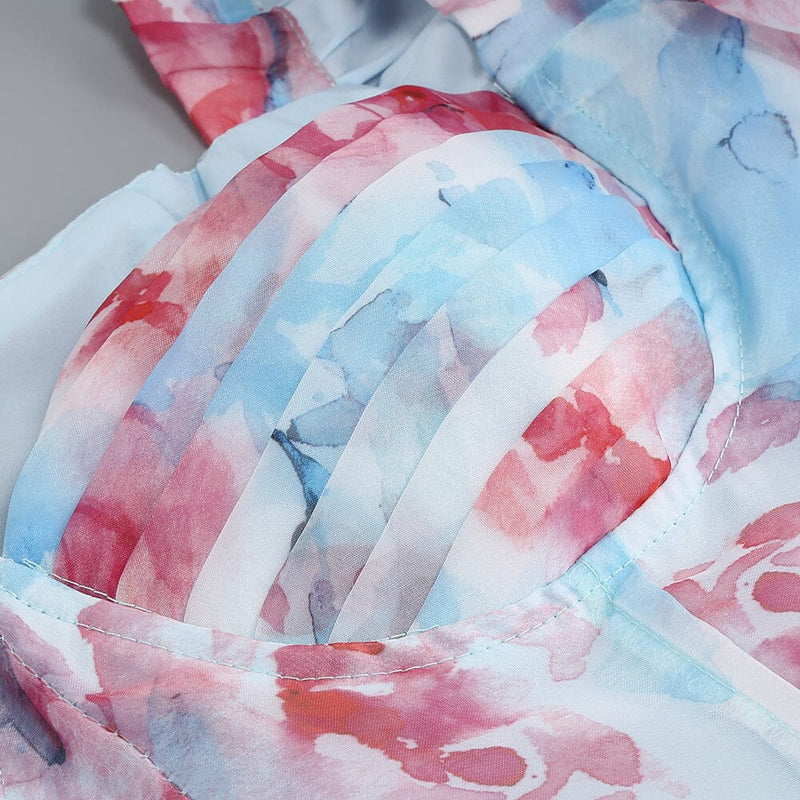FLORAL CORSET MINI DRESS IN BLUE DRESS STYLE OF CB 