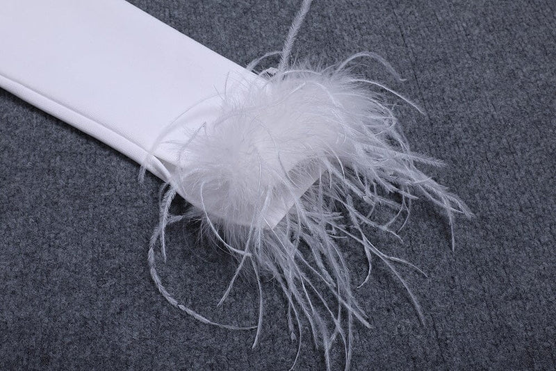 FEATHER CORSET MINI DRESS IN WHITE styleofcb 