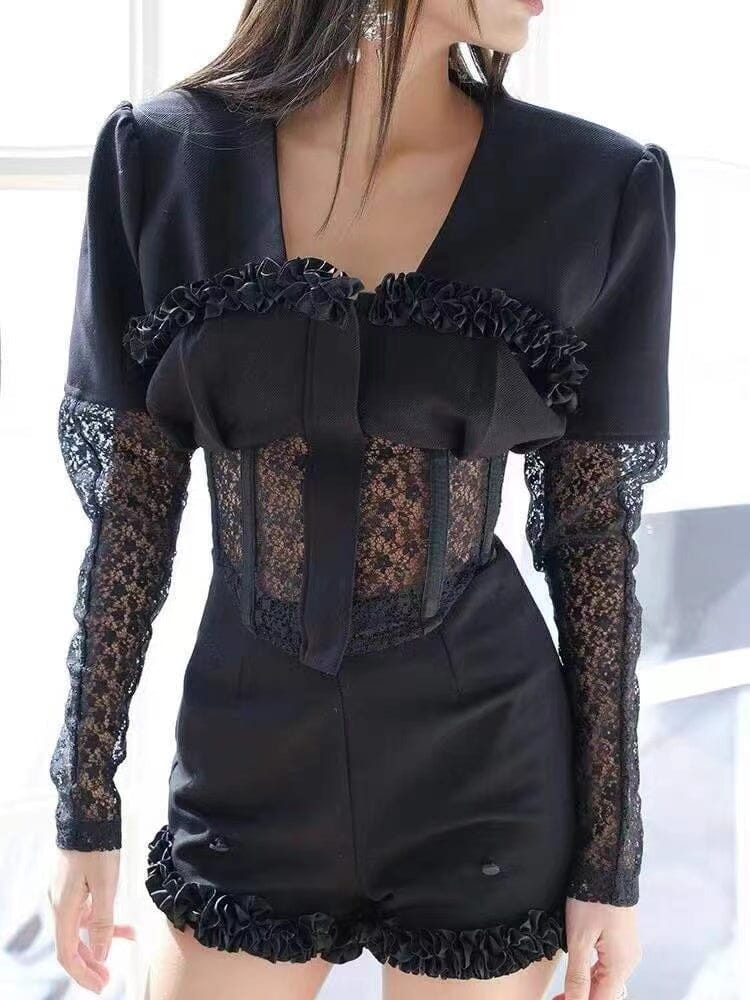 MESH CORSET TWO PIECES SUIT IN BLACK styleofcb 