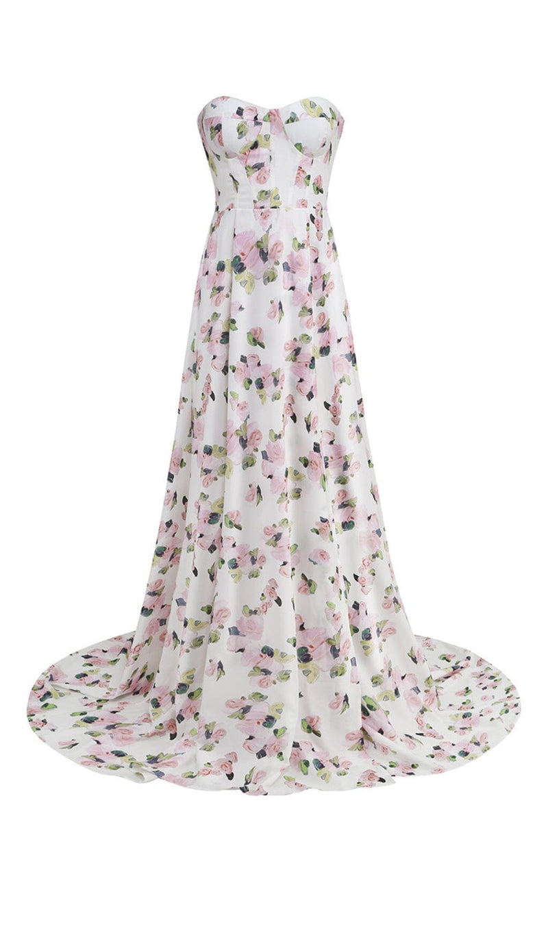 STRAPLESS FLORAL SPLIT MAXI DRESS Dresses Oh CICI 