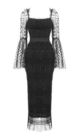 LACE BACKLESS MIDI DRESS IN BLACK Dresses styleofcb 