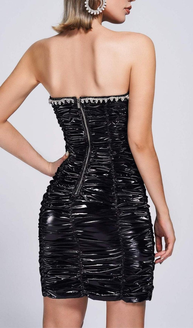 CRYSTAL STRAPLESS MINI DRESS IN BLACK Dresses styleofcb 
