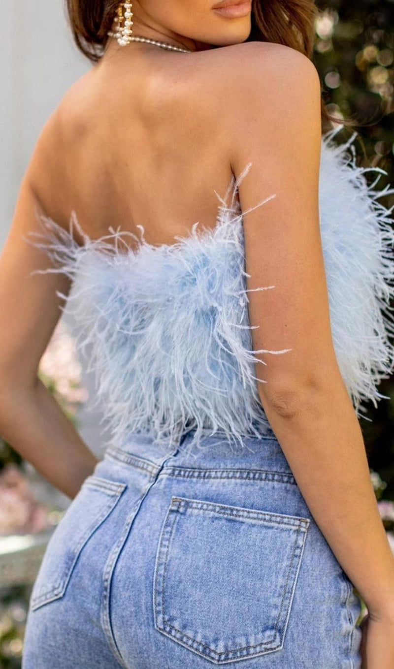 STRAPLESS FEATHER TOP Shirts & Tops styleofcb 
