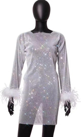 FEATHER MESH MINI DRESS IN WHITE Dresses styleofcb 