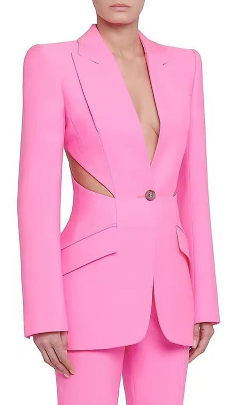 CUTOUT BLAZER SUIT IN PINK styleofcb 