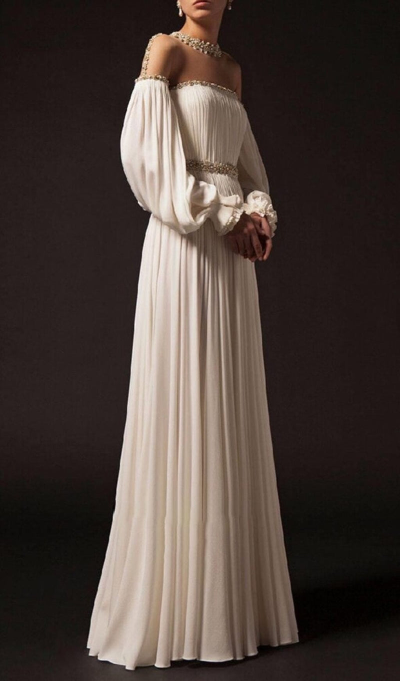 PUFFY SLEEVES WEDDING GOWN IN WHITE MAXI BANDAGE DRESSES & GOWNS styleofcb 
