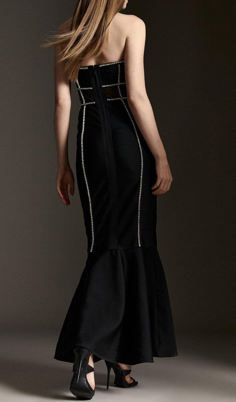 BANDAGE BANDEAU MESH KNIT MAXI DRESS styleofcb 