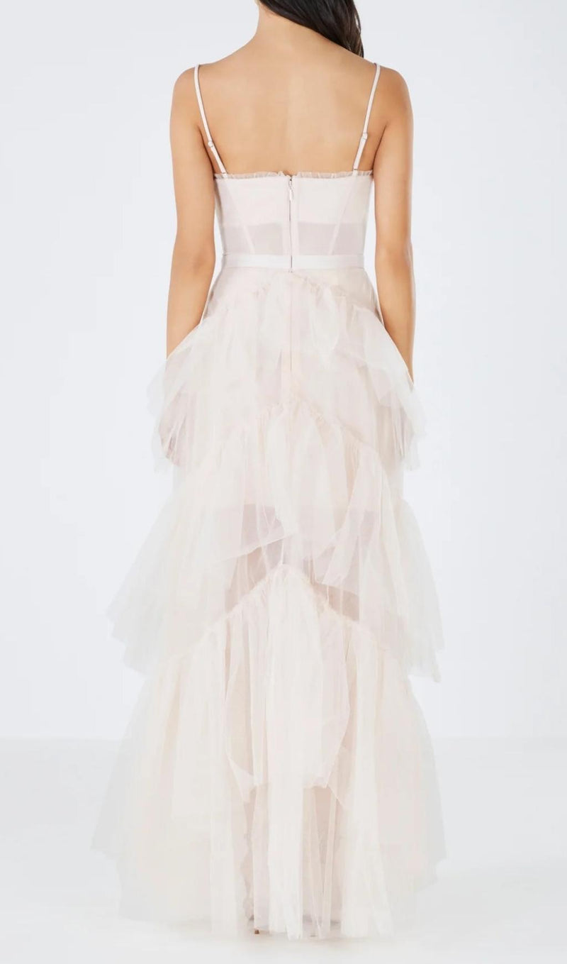 TIERED RUFFLE TULLE EVENING MAXI DRESS Dresses styleofcb 