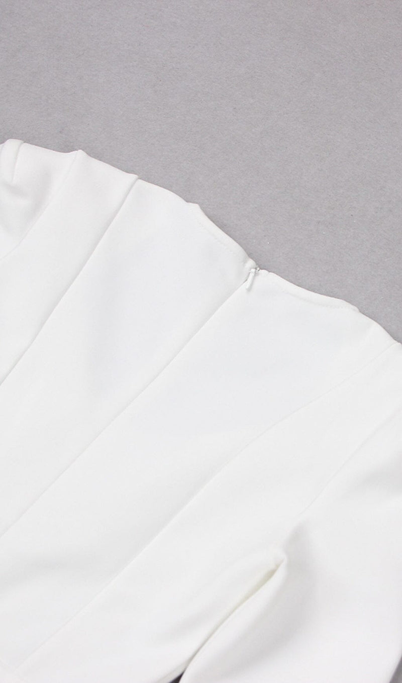 SQUARE SHOULDER CORSET MIDI DRESS IN WHITE styleofcb 