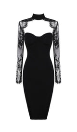 BLACK LACE STITCHED CHEST HOLLOW DRESS styleofcb 