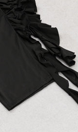 RUFFLE HIGH-LOW DRESS IN BLACK DRESS STYLE OF CB 
