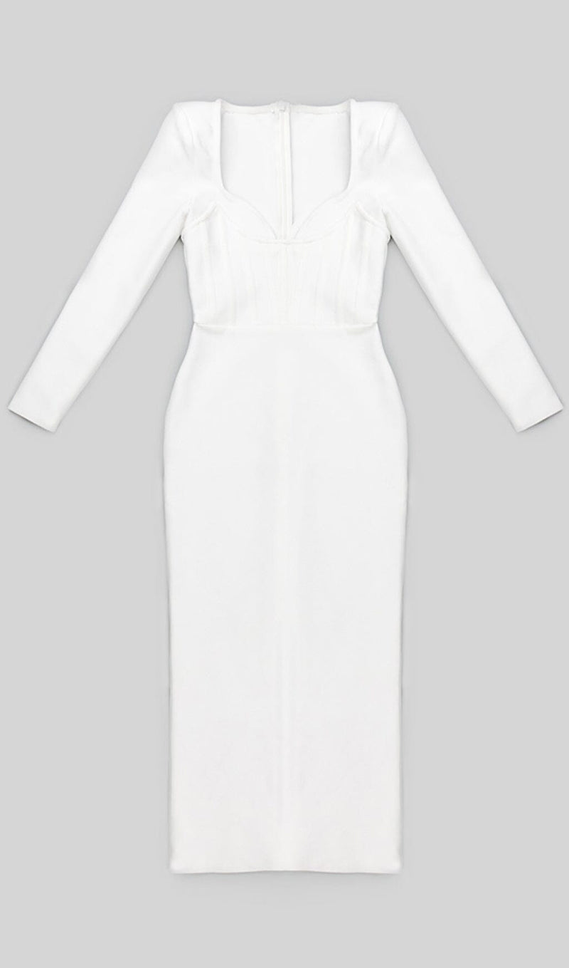 LONG SLEEVE TUBE TOP DRESS IN WHITE DREESES styleofcb 