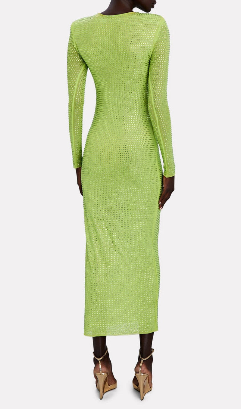 CRYSTAL EMBELLISHED MIDI DRESS IN YELLOW styleofcb 