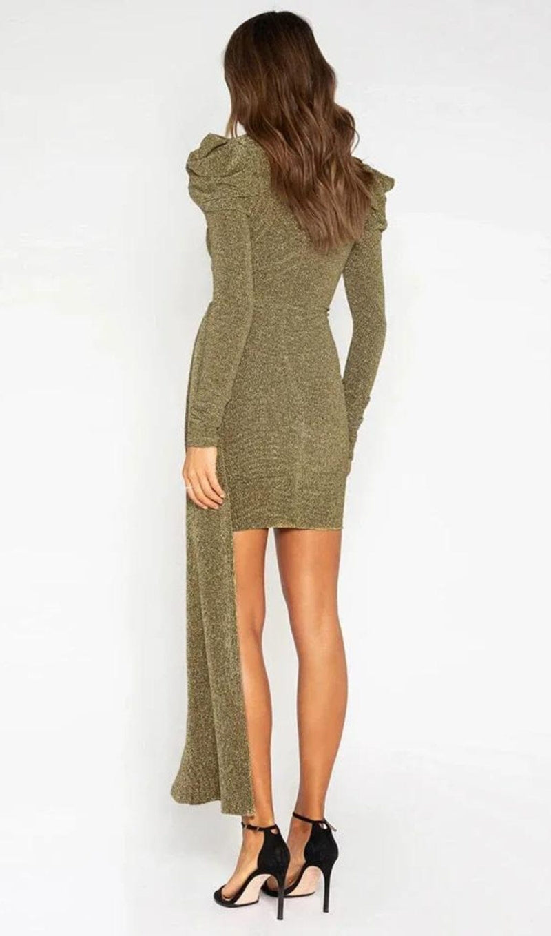 DEEP V DRESS MINI DRESS IN GOLD styleofcb 