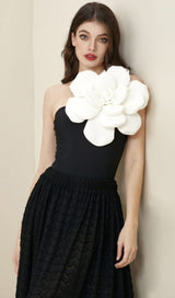 EXAGGERATED 3D FLOWER ONE PIECE SWIMSUIT IN BLACK styleofcb 