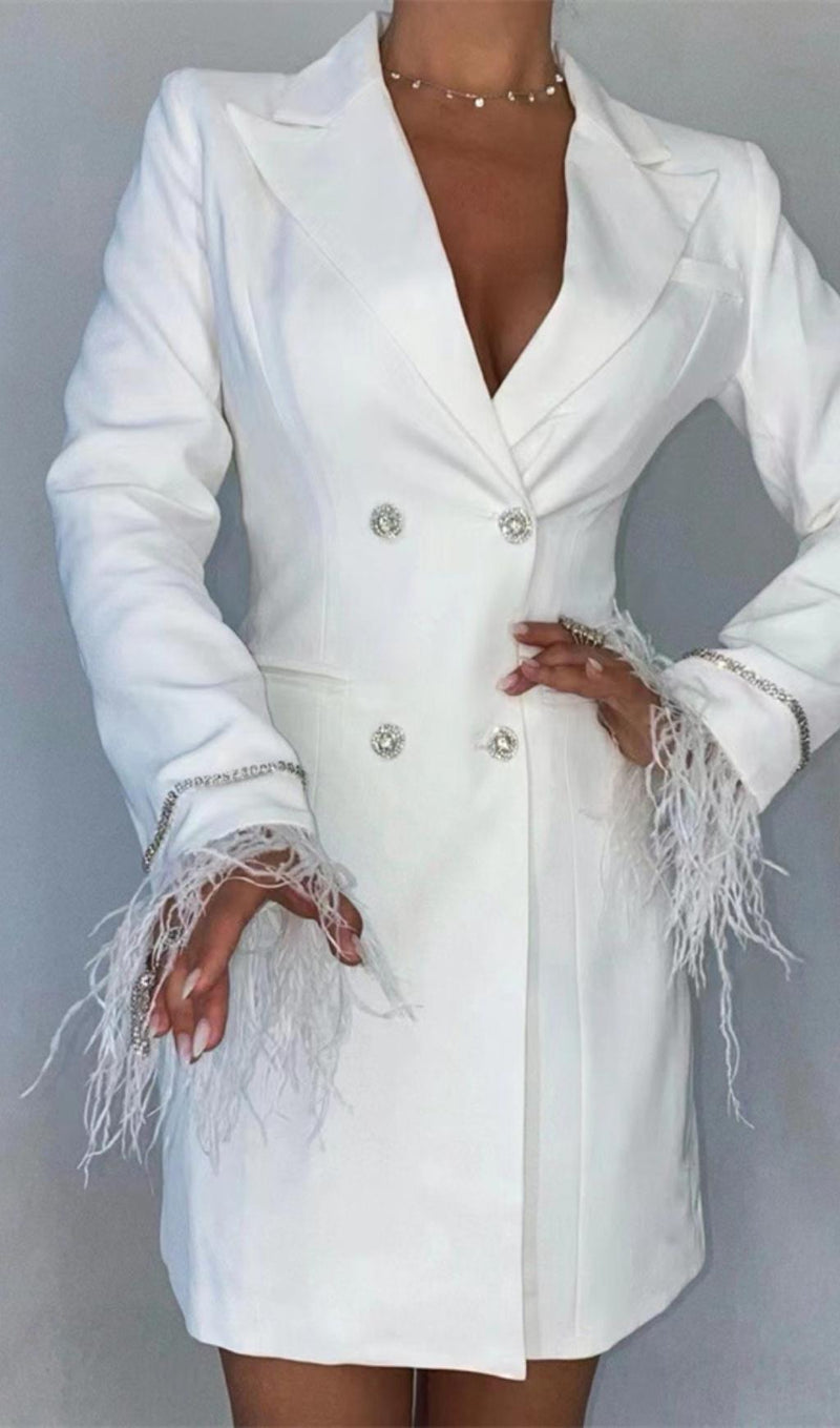 FEATHER BACKLESS SUIT MINI DRESS Dresses styleofcb 