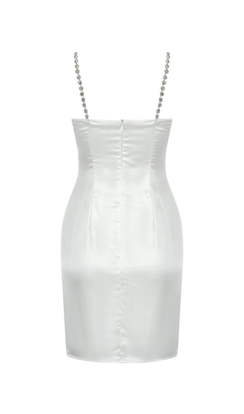 DIAMOND SUSPENDER BOW SLIM DRESS IN WHITE styleofcb 