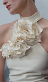 FLOWER SLEEVELESS MAXI DRESS IN WHITE styleofcb 